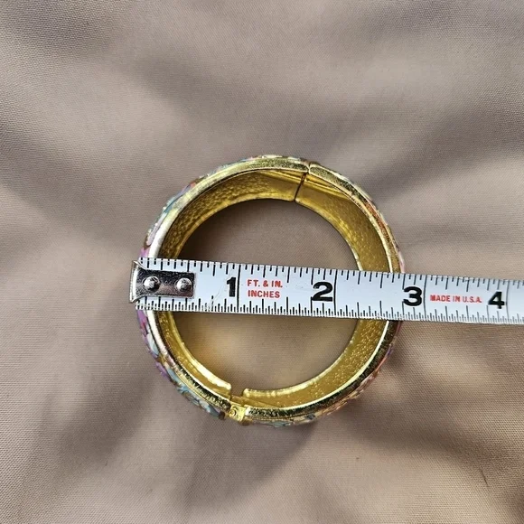 Multi-coloured Pastel Enamel Hinged Bracelet - Picture 9 of 9